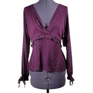 Q & A Los Angeles Pleated Plum Blouse Sz XS